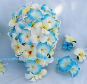 Real Touch Blue/White Plumeria Bridal Package