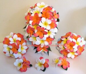 Real Touch Orange Plumeria Bridal Package