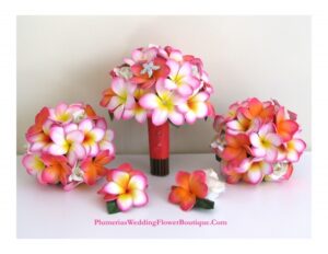 Real Touch Pink Plumeria Bridal Package