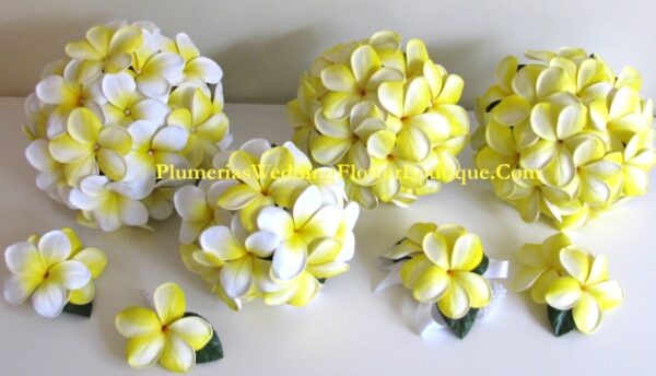 Real Touch Yellow Plumeria Bridal Package - Image 2